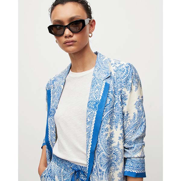 Allsaints Australia Womens Aleida Rafaela Paisley Print Blazer Blue/White AU19-638